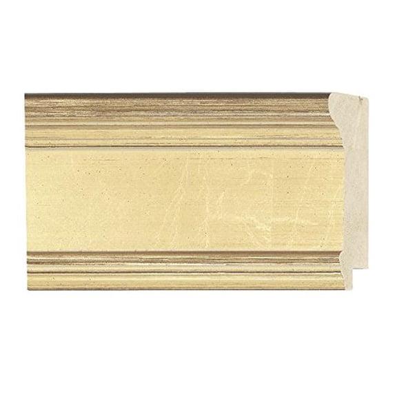 Picture Frame Moulding (Wood) 18Ft Bundle - Traditional Gold Finish - 3.375" Width - 9/16" Rabbet
