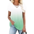 thumbnail image 7 of Charella Tops for Women Trendy Cross V Neck Petal Short Sleeve Pleated Flowy Shirts Casual Gradient Color Basic Tee (XL, White 1), 7 of 7