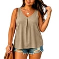 thumbnail image 3 of BUIGTTKLOP Plus Size Tank Tops for Women Plain Sleeveless Shirts Deep V Neck Dresy Casaul Bouses Pleated Tunic Tops, 3 of 5
