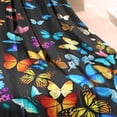 thumbnail image 3 of Black Blue Yellow Butterfly Pattern Blanket,Comfortable Soft Lamb Wool Throw Blanket,All Season,Warm Lightweight Blankets for Sofa Bed Couch Living Room Chair,60"x80", 3 of 4