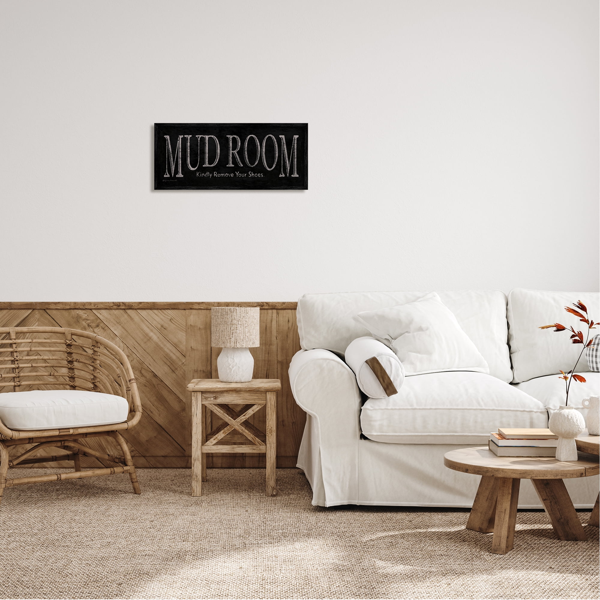 Stupell Mud Room Remove Shoes Reminder Inspirational Painting Black Framed Art Print Wall Art