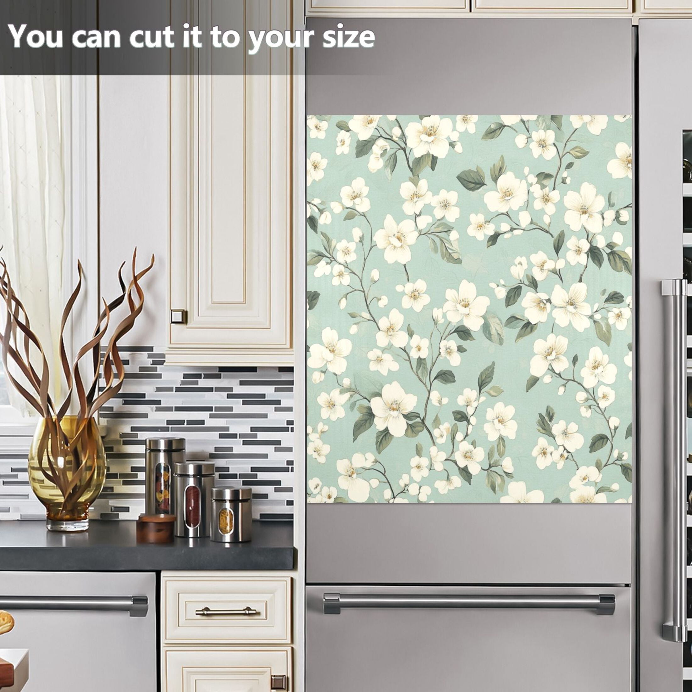 Dishwasher Magnetic Sticker 23x26 Inch Refrigerator Magnetic Sticker Washing Machine Magnetic Sticker Kitchen Panel Magnetic Sticker Home Decor Cool Beautiful White Flowers