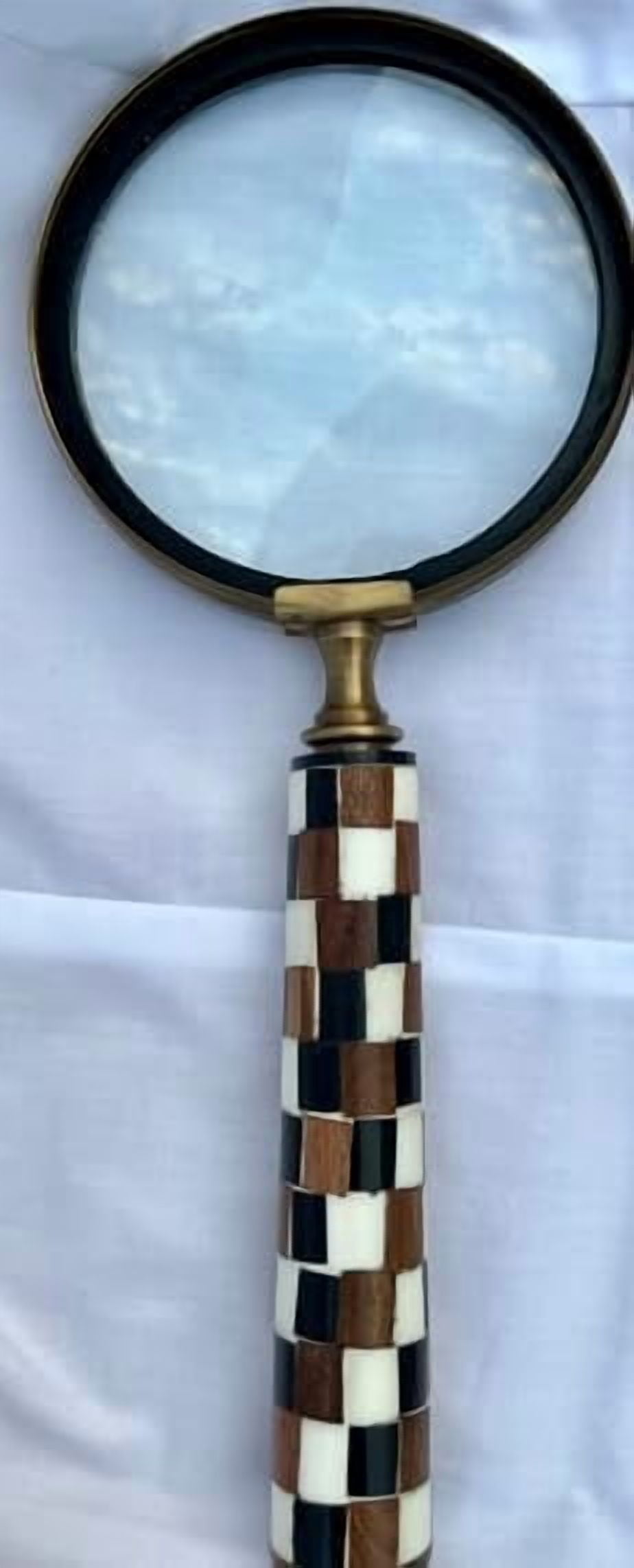 Maritime treasures  5 Inch Magnifying Glass with Large Handle, Antique & Brown