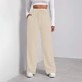 thumbnail image 6 of Susanny Sweatpants Fleece Women Straight Leg Fleece Sweat Pants with Pockets Drawstring Long Clearance Elastic Baggy Pants Petite Athletic Trendy Jogger Pants Drawstring Khaki XL, 6 of 7