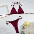 thumbnail image 6 of 2 Piece Swimsuit for Women Solid Color Spaghetti Strap Three-Point Separates Bikinis Red Bathing Suit for Women M, 6 of 8