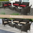 thumbnail image 4 of Costway 4PCS Patio Wicker Furniture Set Sofa Chair with Brown & Red Cushion Covers Garden, 4 of 11
