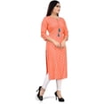 thumbnail image 2 of Rajnandini Women's Rayon Slub Jaipuri Bandhani Printed Kurti (JOPLJPR13-6XL_Orange_6XL), 2 of 5