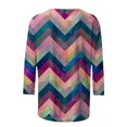 thumbnail image 4 of WEAIXIMIUNG T-Shirt d'Été Mode Décontractée à Rayures Colorées Manches 3/4 Confortable pour Femmes Saint-Valentin, 4 of 5