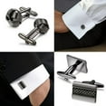 thumbnail image 6 of Yaiewey 6 Pairs Links Mens,Cufflinks for Men Classic Links Mens Cufflinks Tuxedo Shirt Cufflinks for Wedding Groom Business Silver Black Cufflinks Set Father's Gift, 6 of 7