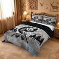 thumbnail image 2 of meiyoeat Vintage Bass Fishing Bedding For Kids,Woodland Fish Print Duvet Cover Full For Boys,Black Reversible,3pcs(No Comforter), 2 of 6