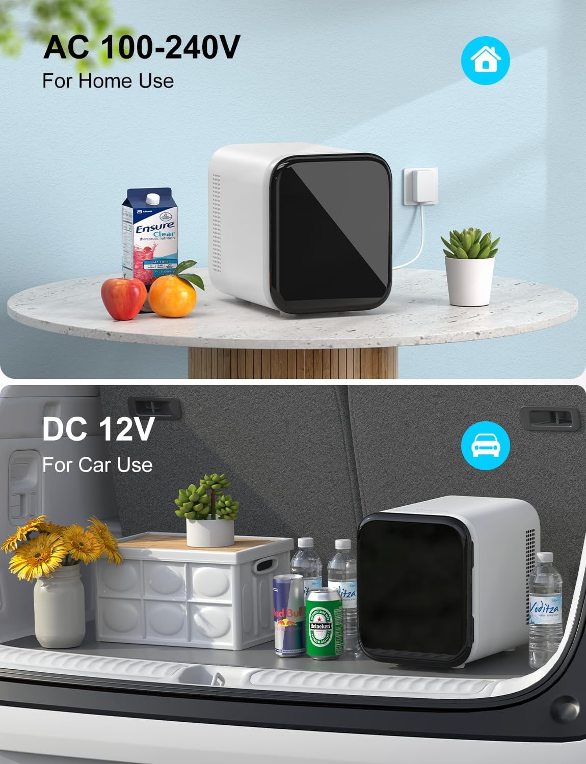 Fridge, 4L Portable Skincare Refrigerator with Cooling & Heating,  Power for Home, Car, Dorm, Office