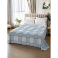 thumbnail image 2 of Blue Plaid Full Size Flat Sheet, Wrinkleproof & Fadeproof Cooling Flat Bed Sheet Only, Country Cute Love Pastoral Heart Lattice Breathable Soft Bedding Top Sheets 81 x 96 Inches, 2 of 8