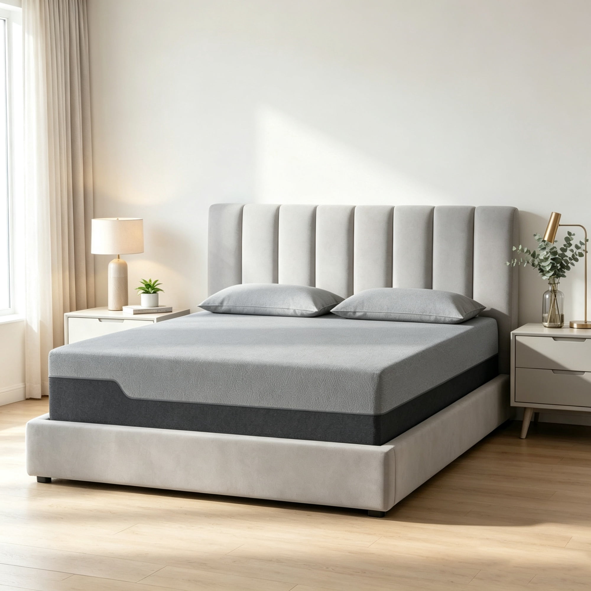 12" Pressure Relief Memory Foam Mattress, Graphene Gel Cooling Copper, Easy Setup Bed in a Box（Only Mattress）