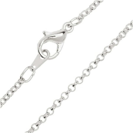 - Silver Plated Fine Rolo Chain Necklace with Lobster Clasp - 2mm Diameter Links 18 Inches Long