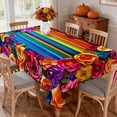thumbnail image 5 of Yvsxxv 1 Piece Polyester Tablecloth, Colorful Striped And Floral Pattern Tablecloth, Mexican Style Tablecloth For Kitchen, 5 of 7