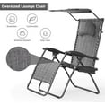 thumbnail image 5 of WYDK Zero Gravity Chairs, X-Large Folding Lounge Lawn Chair with Adjustable Backrest, Headrest, Cup Holder, Canopy for Patio Pool Porch Deck, Grey, 5 of 7