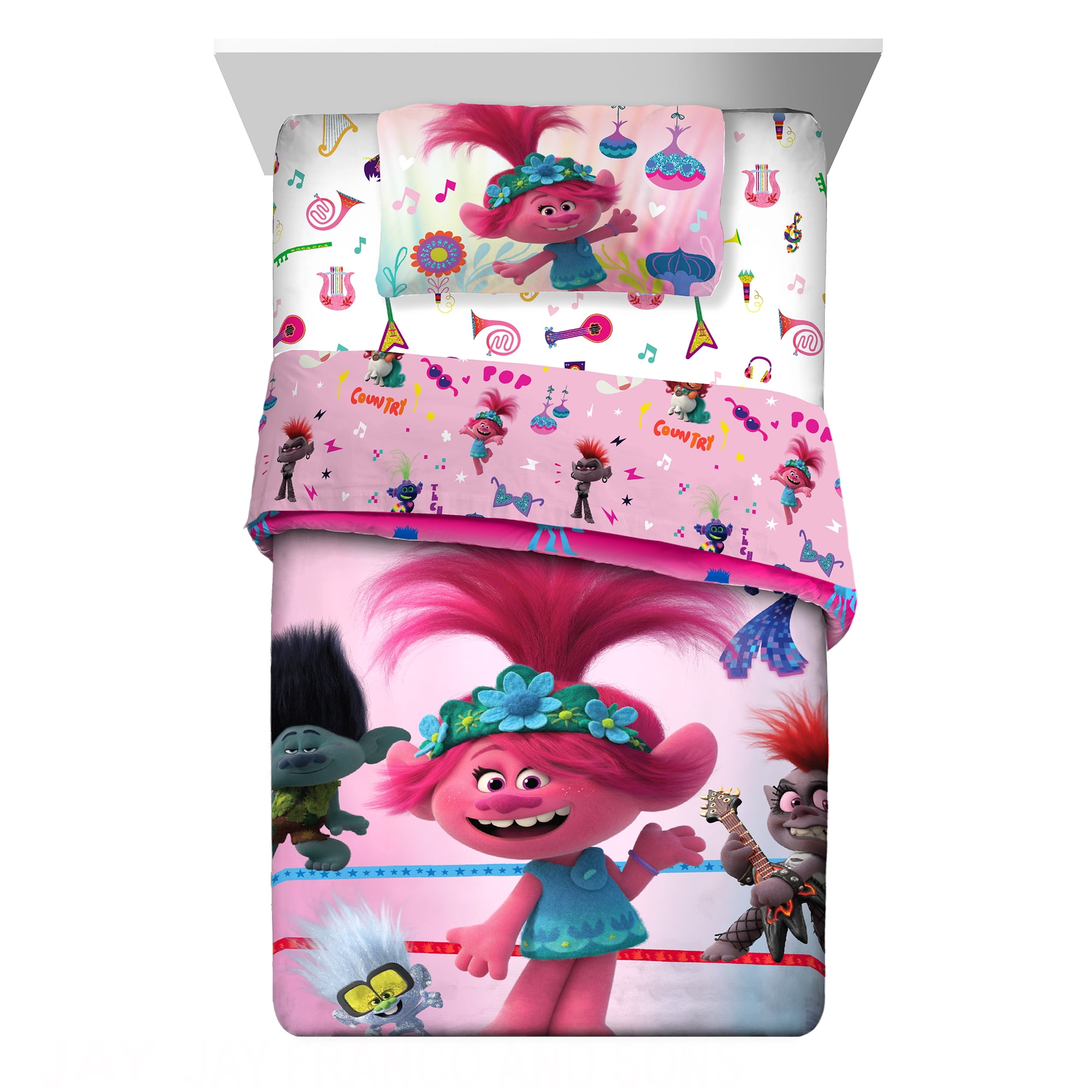 Trolls Kids Twin Bed in a Bag, Comforter and Pink, DreamWorks - Walmart.com