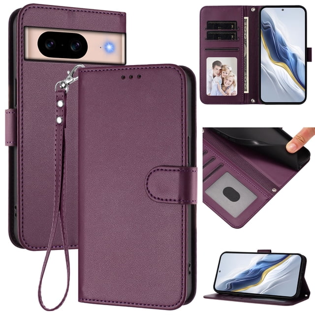 GANGXUN Wallet Case for Google Pixel 8A – Magnetic Closure, RFID Blocking, Wrist Strap, Wireless Charging Compatible