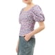 thumbnail image 4 of INSPIRAR CHIC Blusa Floral para Mujeres Cuello Cuadrado con Escote en Corazón Manga Abullonada Espalda Fruncida Top Casual Morado L, 4 of 6
