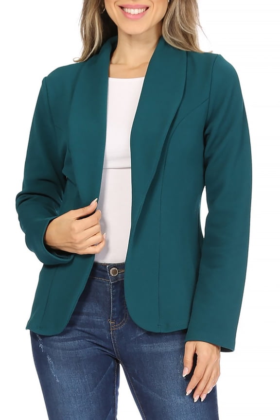 Women's Casual Long Sleeve Open Front Fitted Blazer Jacket Lightweight Office Style