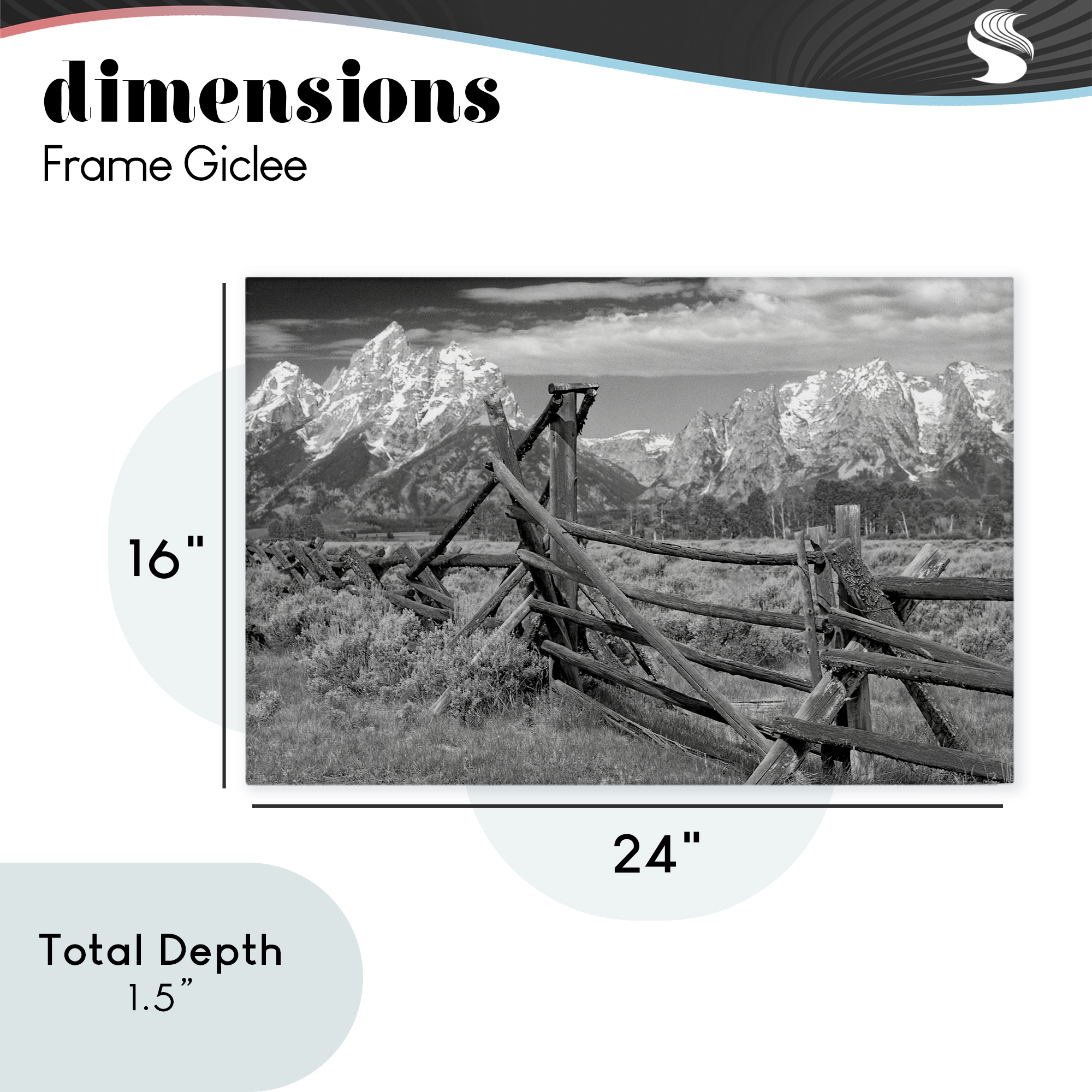Grand Tetons Mountains & Fence Canvas Wall Art, design by MJ Photography