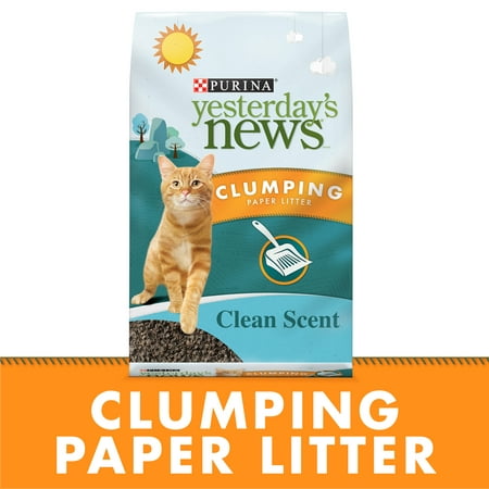 Purina Yesterday's News Clumping Paper Lightweight Cat Litter, Clean Scent Multi Cat Litter, 10 lb. Bag