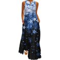 thumbnail image 1 of Gibobby Vestido largo para mujer, de verano Mujer Verano Casual Sin mangas Estampado con cuello en V Maxi Vestido suelto Boho Beach Vestido largo con bolsillos(Azul,XL), 1 of 4
