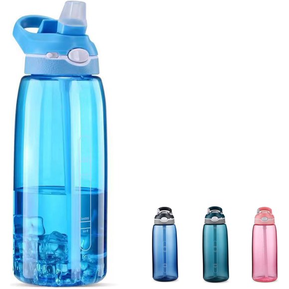 UTAH-32oz Light Blue Water Bottle With Straw, BPA FREE Wide Bottles 100% Leakproof, Has Handle Easy Carried Suit Sports Yoga Gym School etc.