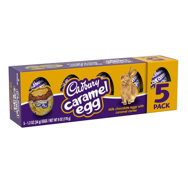 CADBURY, Milk Chocolate with Caramel Eggs Candy, Easter, 6 oz, Pack, 5