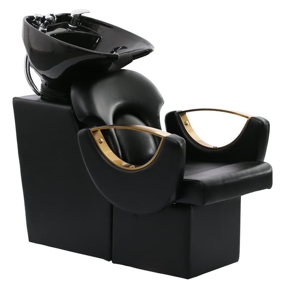 KIGOTY Beauty Salon Shampoo Chair, Spa Bed Shampoo Chair, Faux Leather Massage Chair, Shampoo Bed, Black