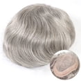 thumbnail image 2 of Men's Toupee Straight Human Hair System #580 Gray Breathable Mono and PU Skin Male Hair Prosthesis, 2 of 7