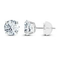 thumbnail image 2 of Decadence Genuine 14K Solid White Gold 6mm Round Natural White Topaz April Birthstone Stud Earrings, 2 of 5