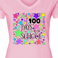 thumbnail image 4 of Inktastic 100 Days of School Pastel Stars Women's V-Neck T-Shirt, 4 of 5