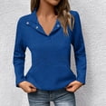thumbnail image 5 of HLKJKLS Long Sleeve Shirts For Women Textured Long Sleeve Button V Neck Loose Pullover Sweatshirt Polyester Cotton Blend Blue S-Xl, 5 of 8