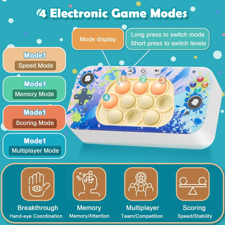 Fast Push Bubble Game Pop Game Light Up Console for Kids 4 8 8 12 and Adults Quick Push Pop Toy Autism Sensory Product