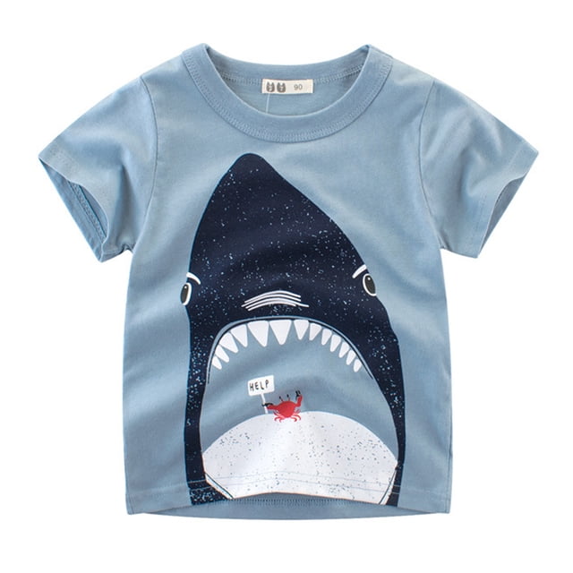 Gibobby Playera Termica Para Niños Ropa para niños, camisetas de años cortos para niños, camisetas 17, camisetas de manga para bebés, cuello redondo, camisetas de dibujos anim(Azul, 4-5 Años)