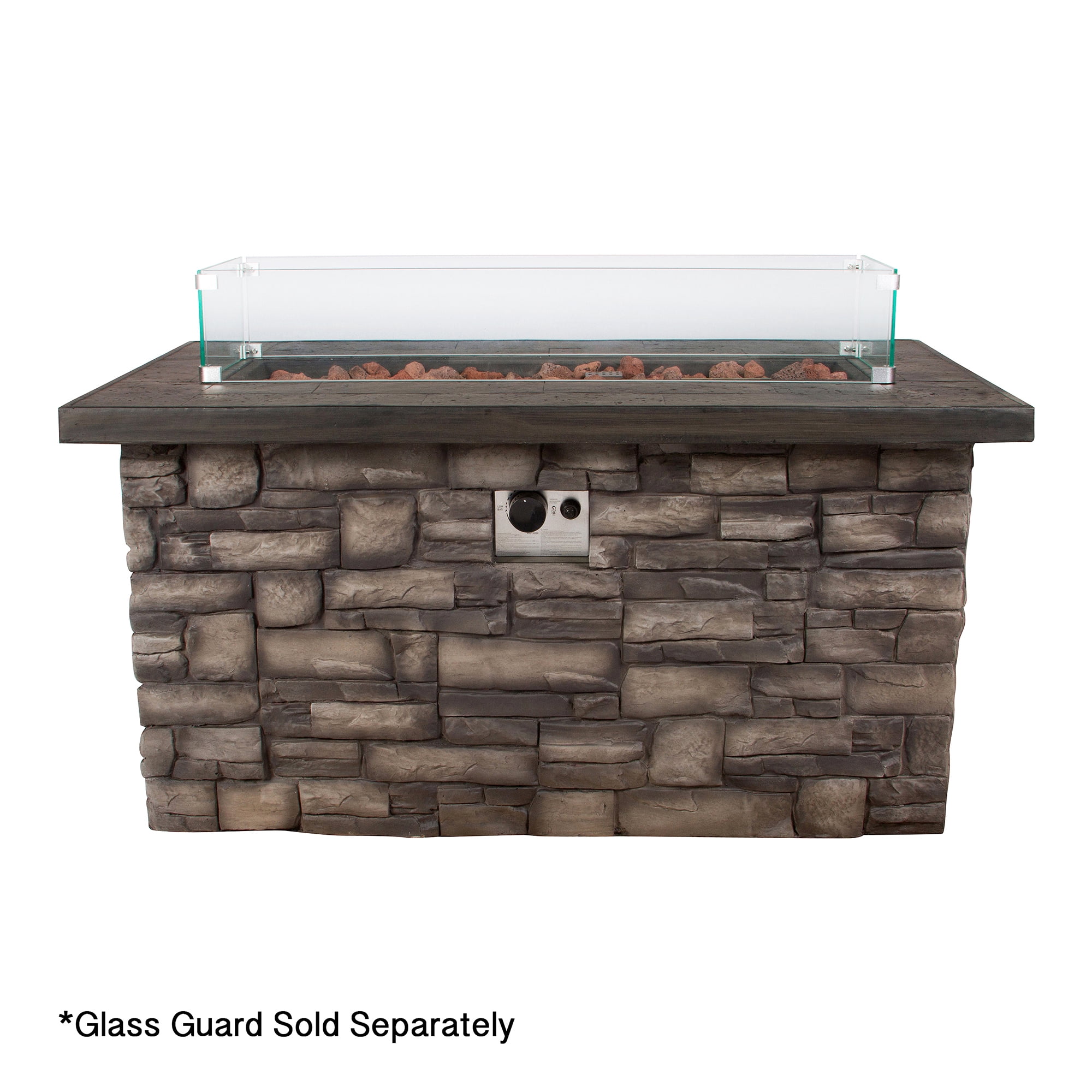 Shine Company 36.5" x 10.5" Rectangular Tempered Glass Fire Pit Table Wind Guard Easy to Clean