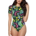 thumbnail image 2 of Picia Watercolor Cactuses Womens One Piece Swimsuits Modest Tummy Control Bathing Suits Lace Up Slimming Swim Suit-Medium, 2 of 9