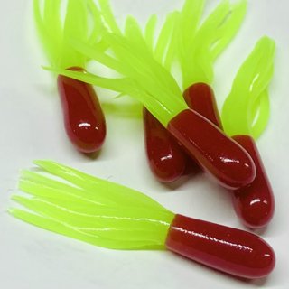 1.5 Original Crappie Tube Lures 50 Pack Red/White