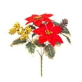 thumbnail image 2 of Artificial Poinsettia Bouquet with Red Berry for Vase Fillers, Home Holiday Bush, Indoor Floral, Cemetery Flowers, Centerpieces, 2 of 6