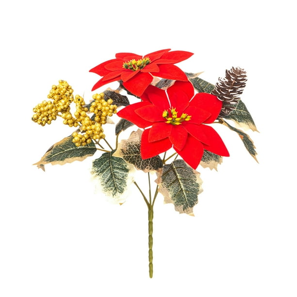 Adornos navideños, regalos navideños, ramo de flores artificiales de piña, ramo de flores rojas grandes con asa, agujas de pino artificiales, arreglos para el hogar, flores decorativas, ramo de flores