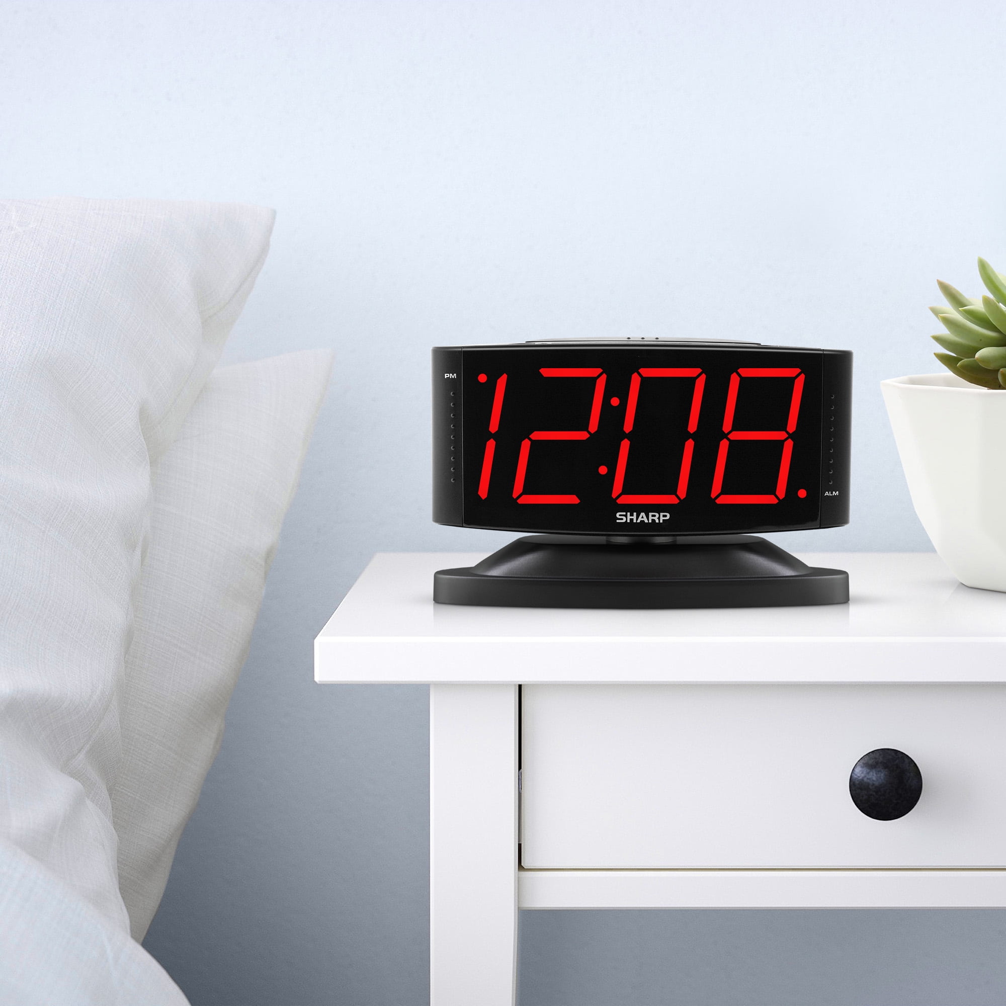 Sharp 1.8-Inch Red LED Dimmer Alarm Clock With Swivel Base