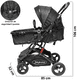 thumbnail image 5 of Carriola para Bebé con Portabebé Travel System Reversible Convertible a Bambineto Ruedas de Goma con Freno Plegable Cinturón de 5 Puntos - Negro, 5 of 8