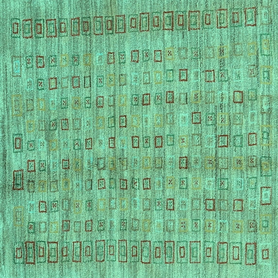 Ahgly Company Indoor Square Abstract Turquoise Blue Contemporary Area Rugs, 4' Square