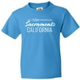 thumbnail image 3 of Inktastic From Sacramento California in White Distressed Text Youth T-Shirt, 3 of 5