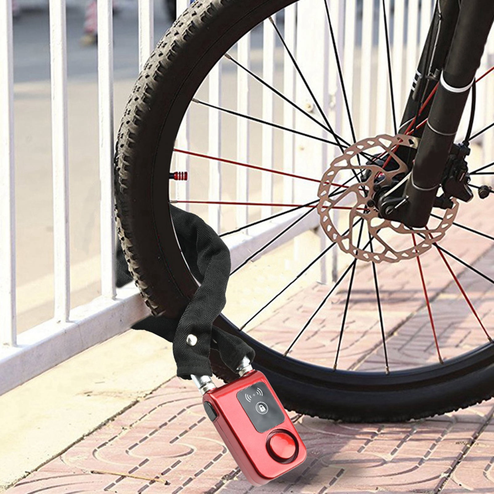 YAHHU Y797G Waterproof Smart Bluetooth Bicycle Chain Lock - Anti Theft Smartphone App Control Electronic Keyless Entry Bike Security System, Red (9.45 inches / 24 cm)