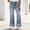 *Blue, variant on ClodeEU Women's High Waisted Cuffed Wide Leg Jeans with Distressed Patchwork ,Fashion Denim Pants Blue,Womens Plus L