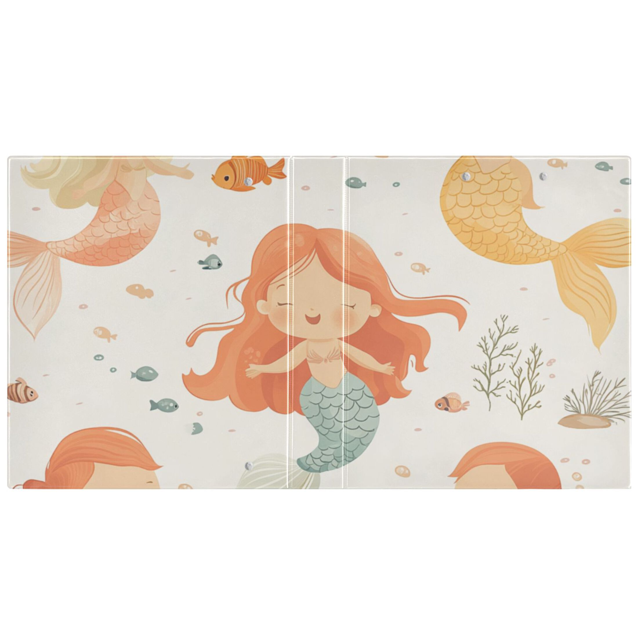 Cute Cartoon Mermaids 3 Ring Binders 1.5 inch Hardcover File Folders with Interior Pockets A4 Size Organizer for School Office Hospital