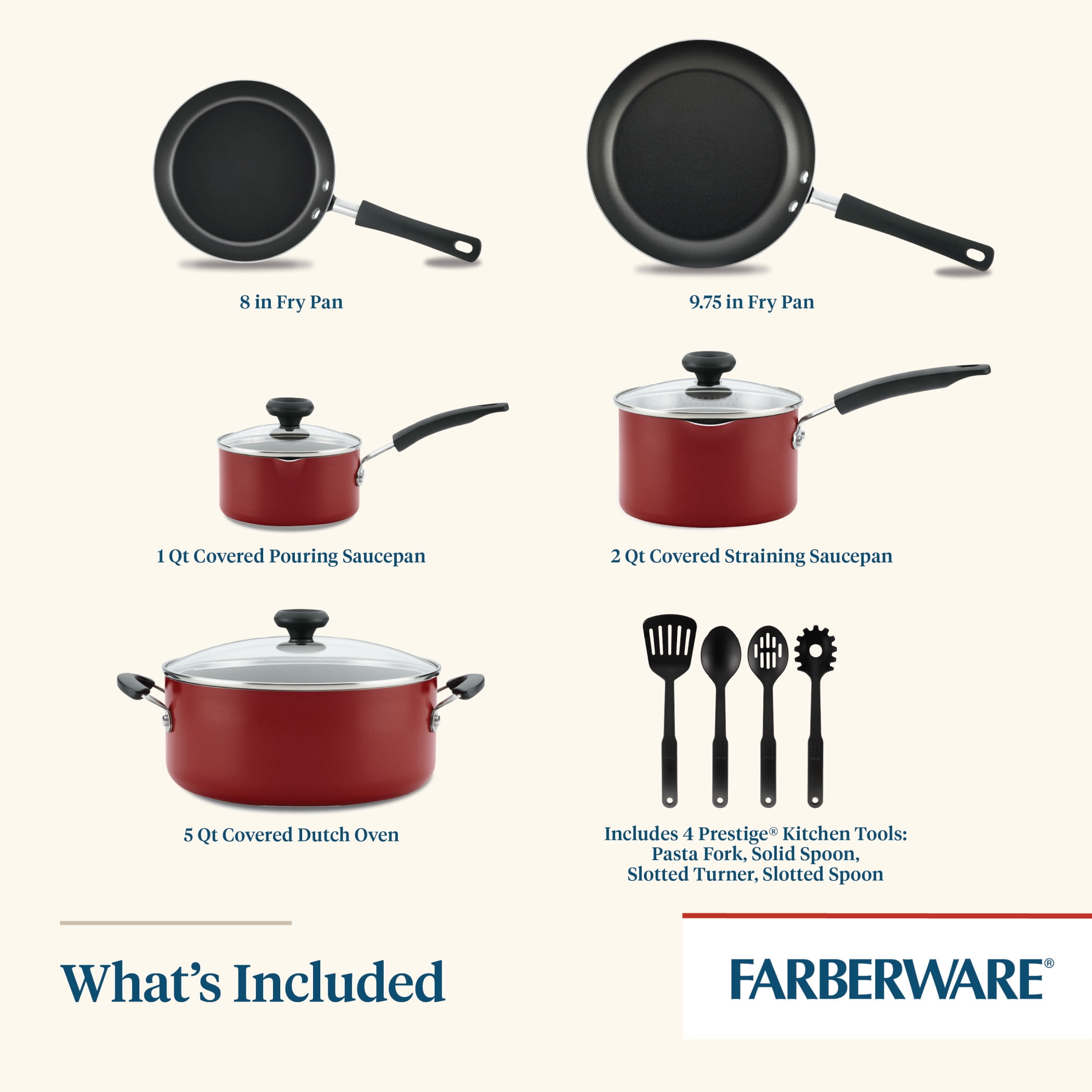 Farberware Reliance 12pc Nonstick Aluminum Cookware Set with Prestige Tools  Aqua 1 ct