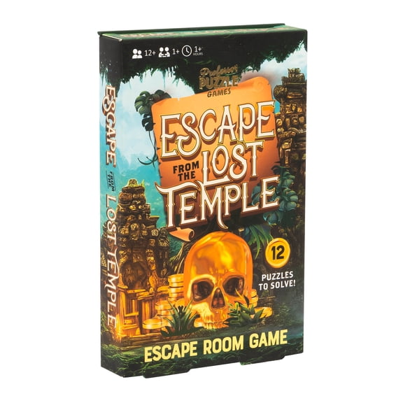 Professor Puzzle: Escape from the Lost Temple - Archeological Themed Escape Room Board Game, 12 Logic & Number Puzzles To Solve, Ages 12 , 1 Players